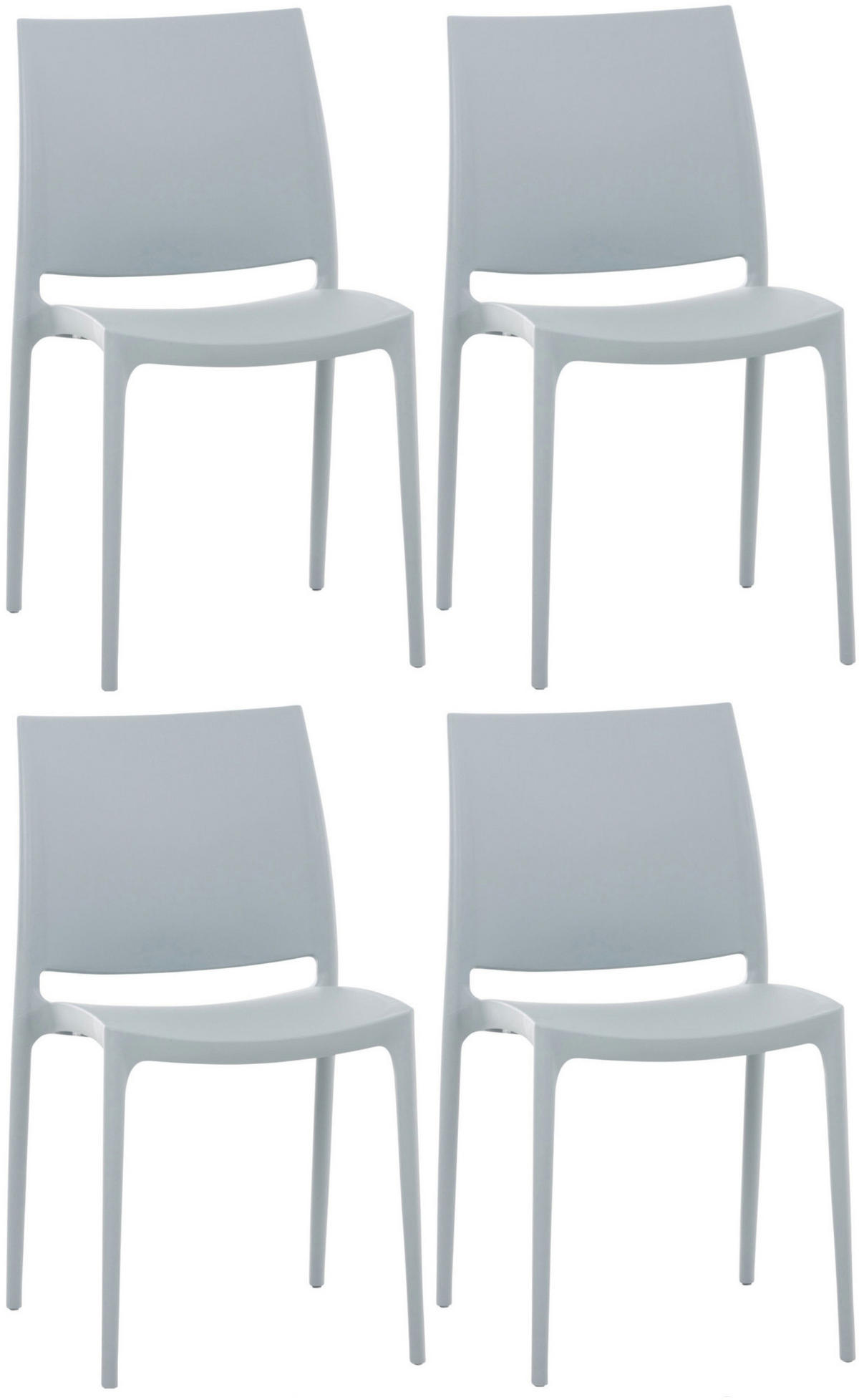 GARTENSTUHL 4er Set Kunststoff hellgrau - Hellgrau, Kunststoff (44/81/50cm) - CLP