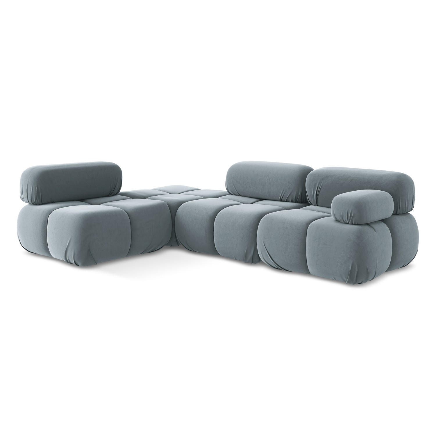 ECKSOFA Links Samt Stoff Blau - Blau/Schwarz, Kunststoff/Textil (190/285cm) - LaMiaSofa