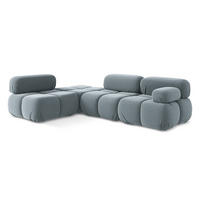 ECKSOFA Links Samt Stoff Blau - Blau/Schwarz, Kunststoff/Textil (190/285cm) - LaMiaSofa