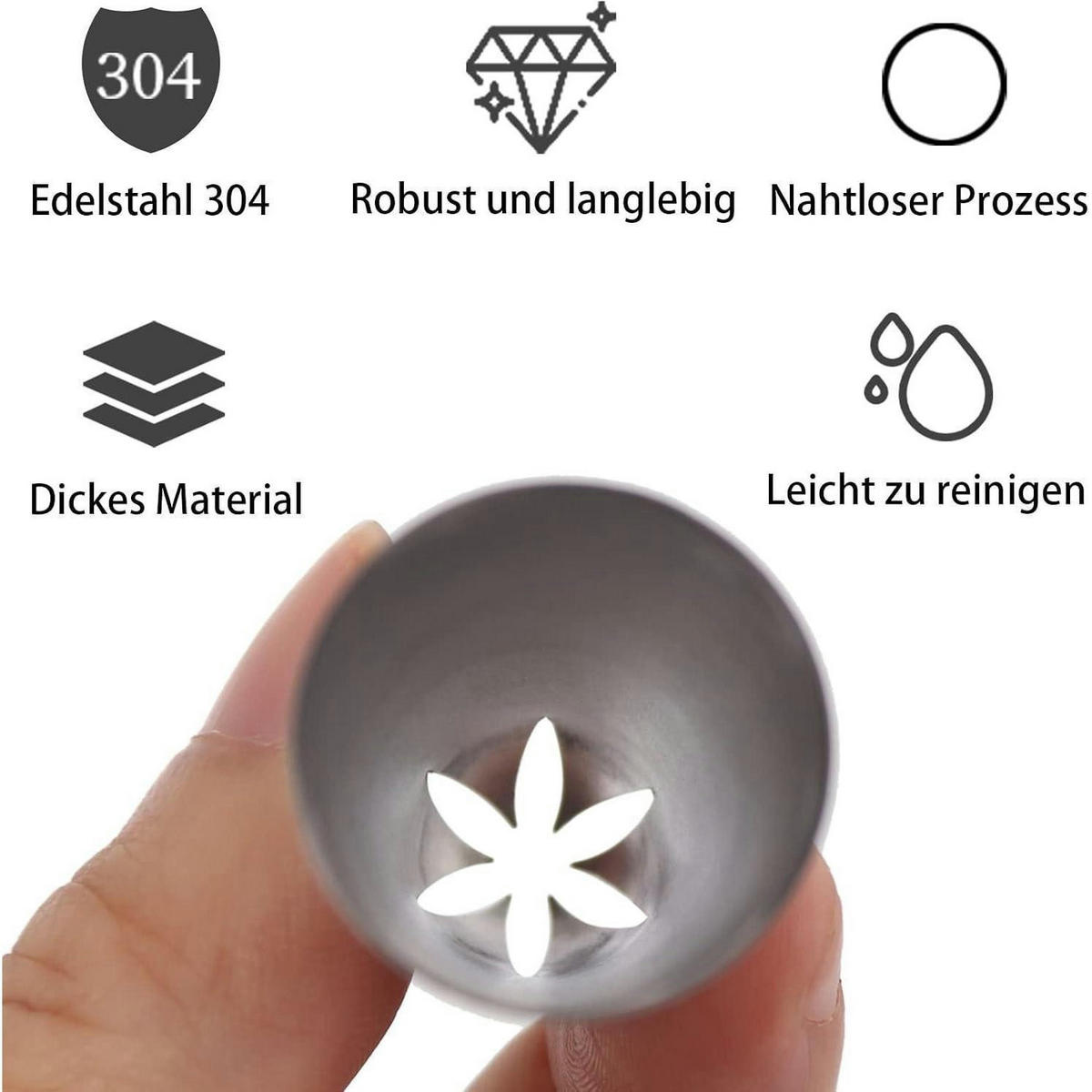 SPRITZTÜLLEN Set 4-teilig Edelstahl 304 - Silberfarben, Metall (2.5/4.6/4.6cm)