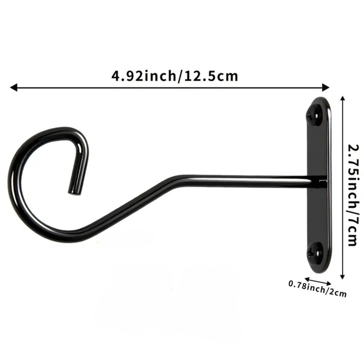 WANDHAKEN Schwarz 4er-set - Schwarz, Metall (2/7/12.5cm)
