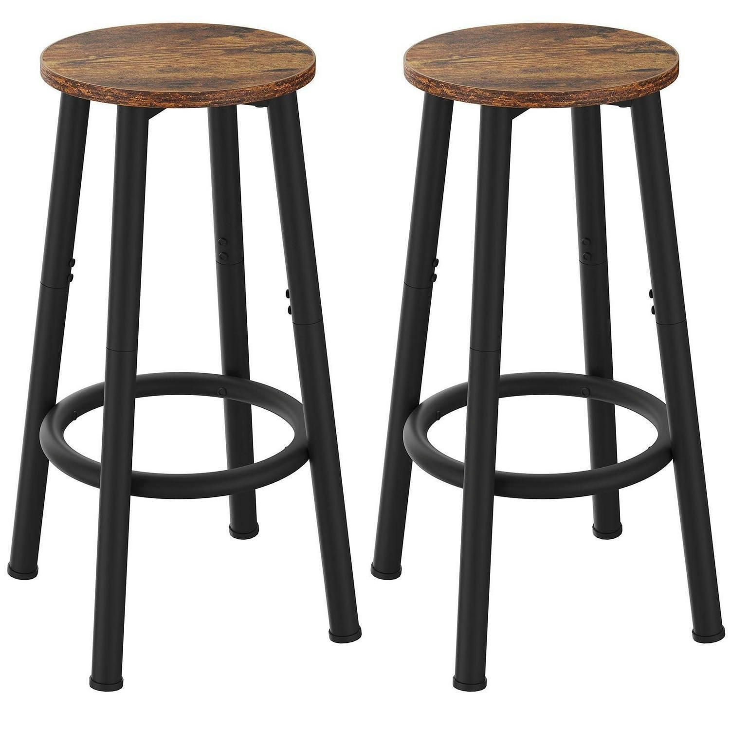 BARHOCKER 2er-Set Rustic Brown mit verstellbaren Fußstützen - Braun, Metall (30/64/30cm)