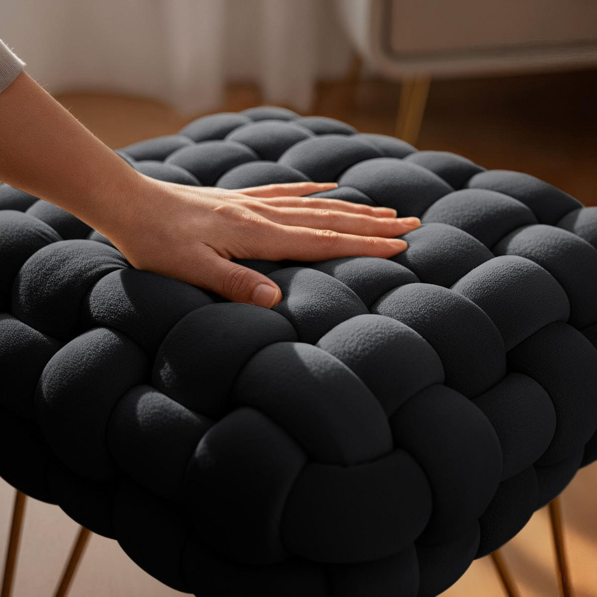 SITZHOCKER DOTTY, Schwarz, T38xB38xH42 - Schwarz, Holz (38/42/38cm) - Milordbikes