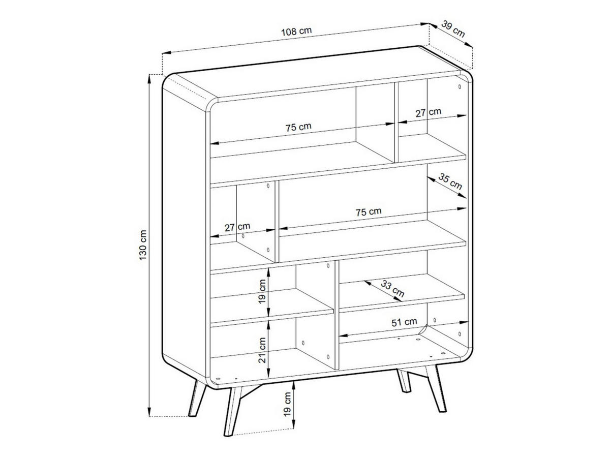 BÜCHERREGAL Velion Vincenza Eiche - Eichefarben, Holzwerkstoff (180/53/39cm) - Bettso