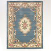 WOLLTEPPICH Aubusson-Muster handgeknüpft BEAULY, Blau-Beige 120x180 cm - Blau, Textil (120/180cm) - KADIMA DESIGN
