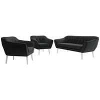 SEDACIA ZOSTAVA 3+1+1 PIRS - Tmavosivá Štruktúrovaná látka - Biele nohy - biela/grafitová, kompozitné drevo/textil (180/75/74cm) - MKS