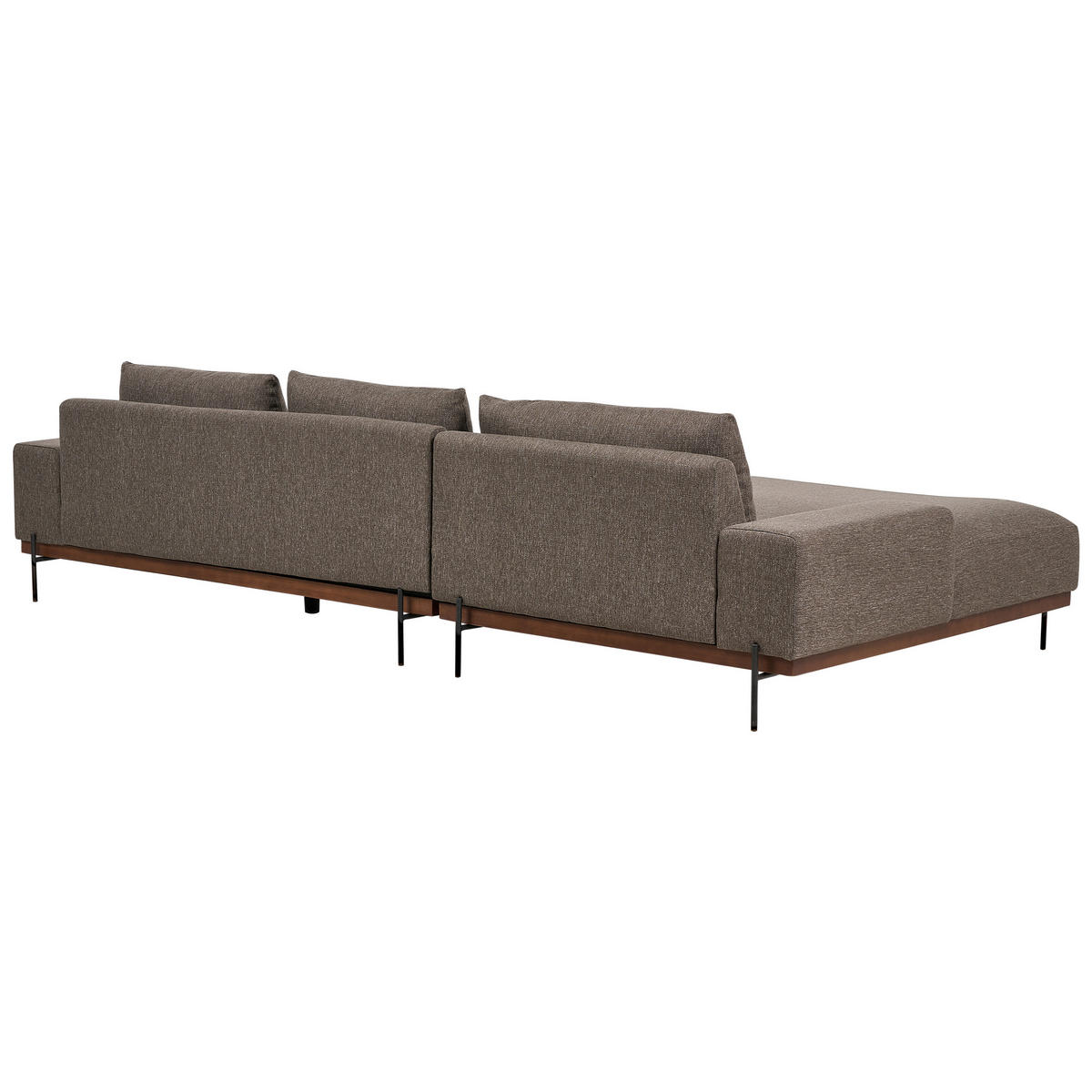 3-SITZER-ECKSOFA braun linksseitig Mariferd - Dunkelbraun/Schwarz, Textil (316/146cm) - Beliani