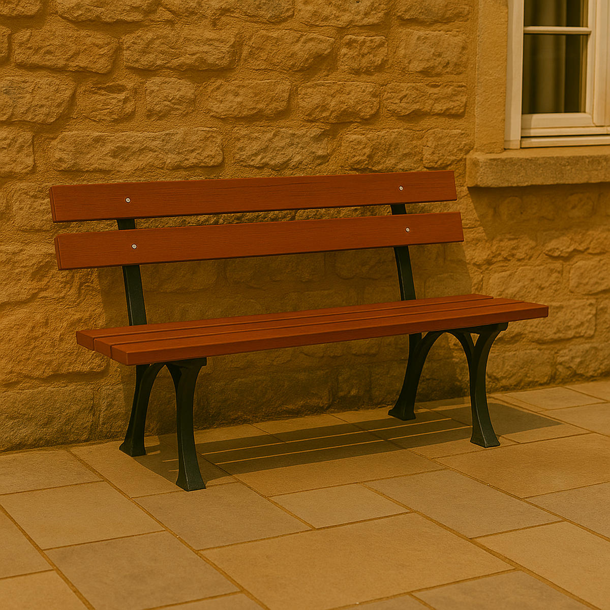 GARTENBANK Lüttich, 4-sitzer, Gusseisen schwarz, Eukalyptusholz - Schwarz, Metall (180/72/61cm) - TPFGarden