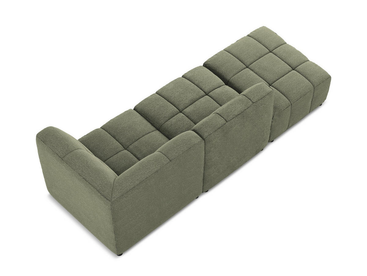 ECKSOFA Links Samt Stoff Grün - Schwarz/Olivgrün, Holzwerkstoff/Kunststoff (178/166cm) - Makamii