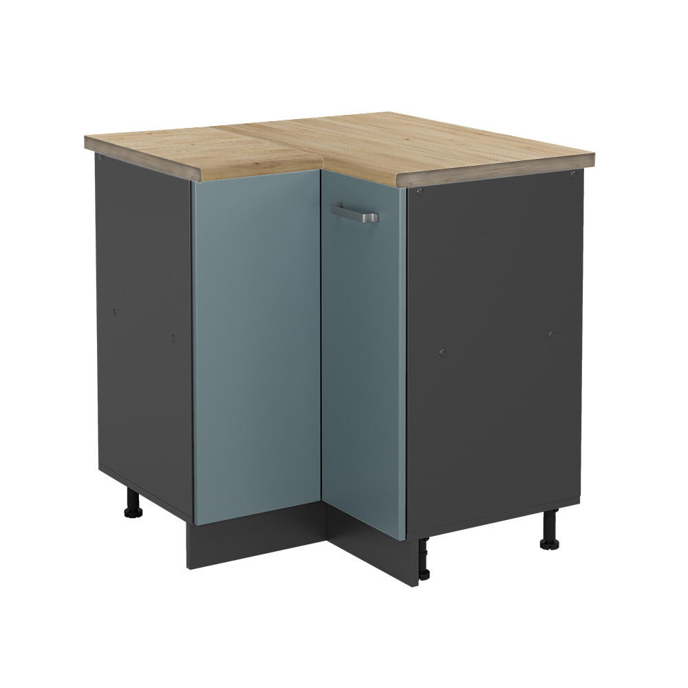 ECKUNTERSCHRANK R-Line Blau-Grau 75.6 cm, AP Eiche - Anthrazit/Blaugrau, Holzwerkstoff (75.6/81.6/60cm) - Vicco