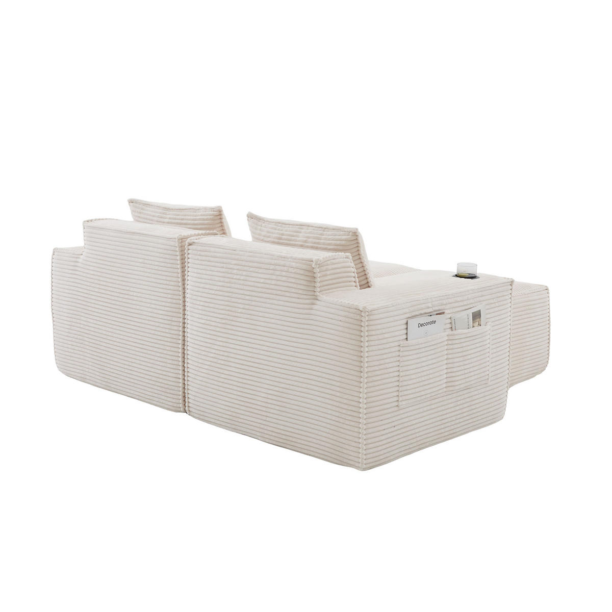 2-SITZER-SOFA DE-33836 mit 2 Hockern Beige - Beige, Textil (188/75/162cm) - ComfortXL