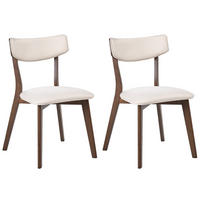 ESSZIMMERSTUHL 2er-Set Holz Cremeweiß/Braun Yuma - Weiß, Holz (46/78/51cm) - Beliani