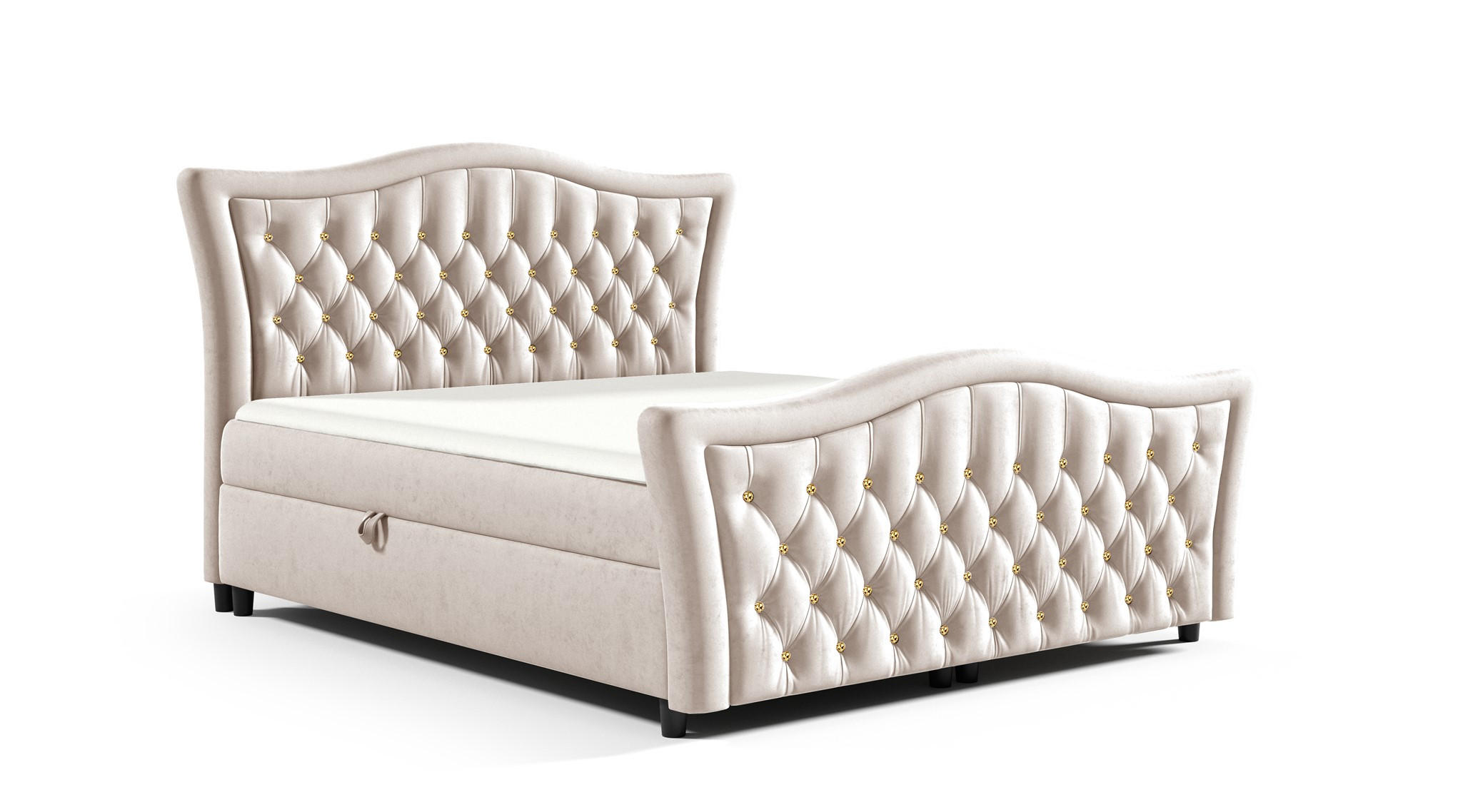 BOXBETT Turhan In Elisa Velvet - Beige, Holzwerkstoff/Textil (120/200cm) - Fun Möbel