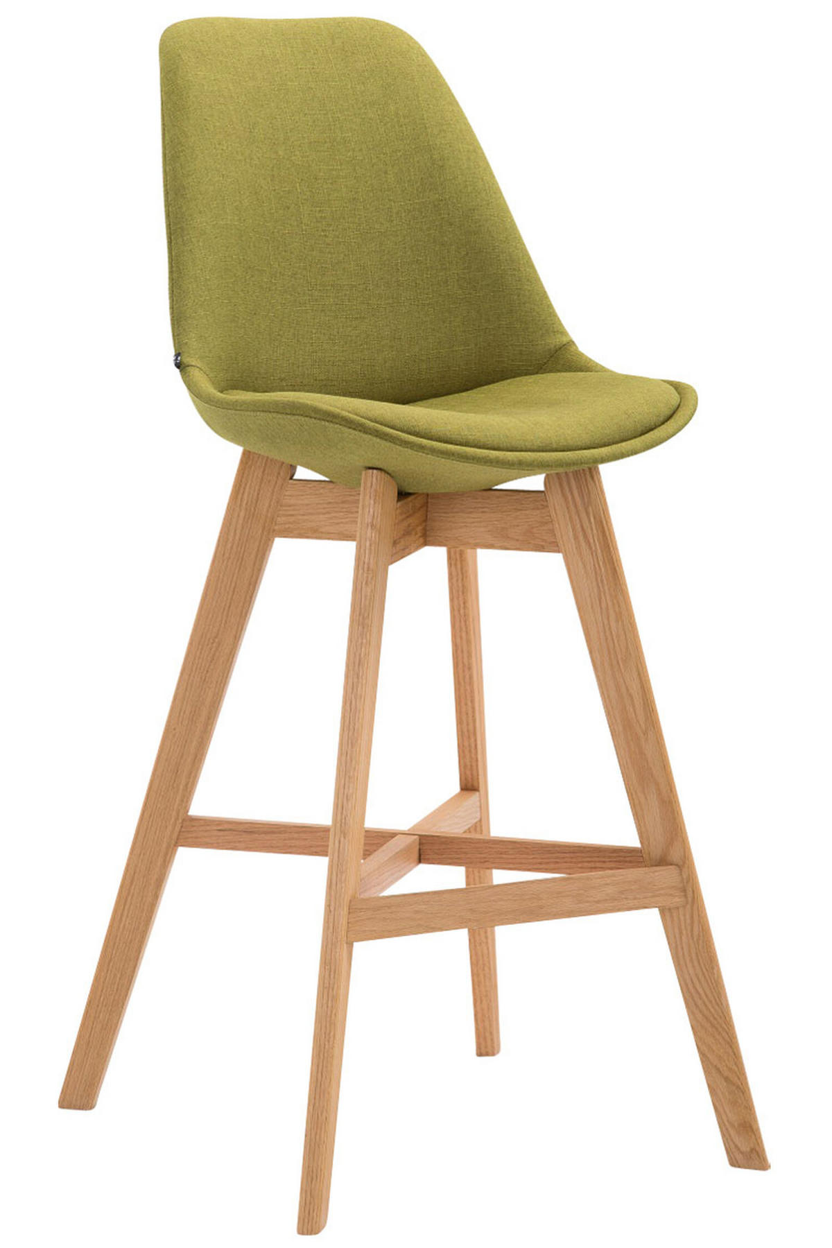 BARHOCKER Canada, Gestell Narura, Stoff Grün - Naturfarben/Grün, Holz/Textil (48/100/56cm) - TPFLiving