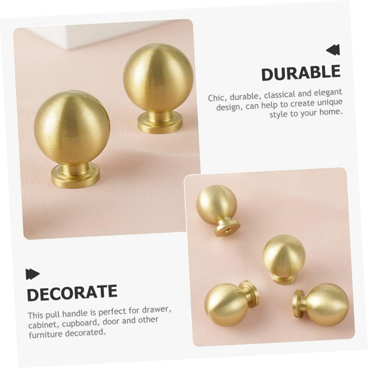 MÖBELGRIFF Gold 4er-Set Holz - Orange, Metall (2.5/3/2.5cm)