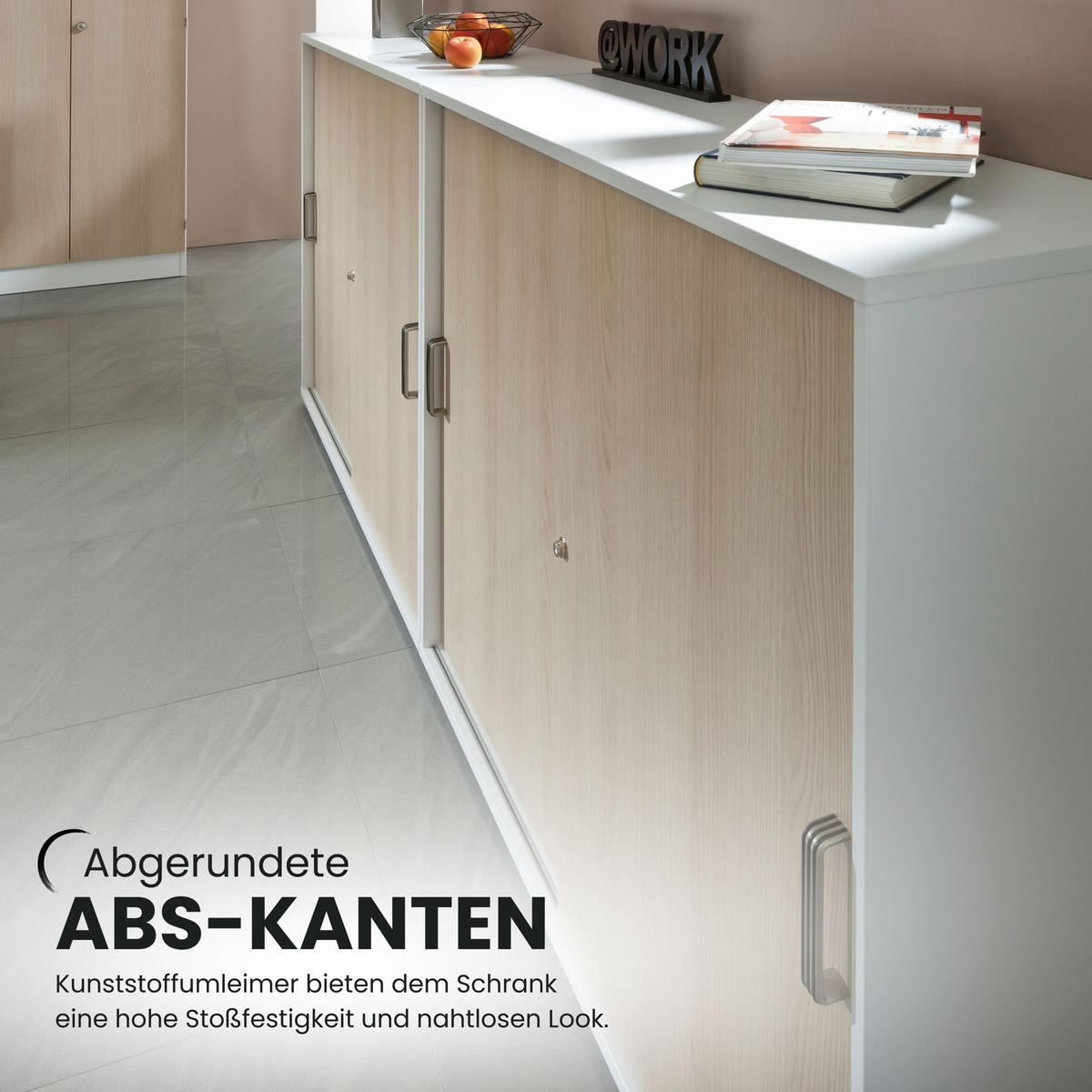 SCHIEBETÜRENSCHRANK - 2 Ordnerhöhen 40/120/74,8 cm in Graphitfarben/Grau Chromgriff (Metall) - Graphitfarben/Grau, Holzwerkstoff (120/74.8/40cm) - bümö