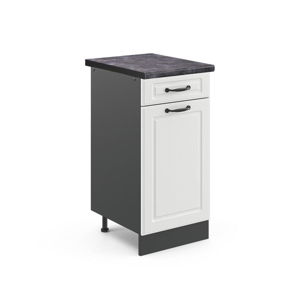 KÜCHENUNTERSCHRANK R-Line Weiß Landhaus 40 cm, AP Anthrazit - Anthrazit/Creme, Holzwerkstoff (40/81.6/60cm) - Vicco