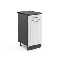 KÜCHENUNTERSCHRANK R-Line Weiß Landhaus 40 cm, AP Anthrazit - Anthrazit/Weiß, Holzwerkstoff (40/81.6/60cm) - Vicco