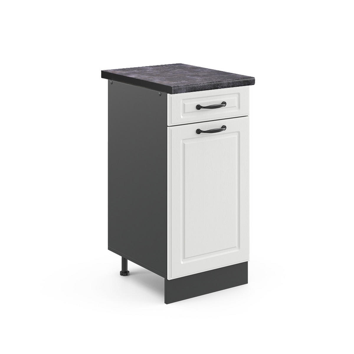 KÜCHENUNTERSCHRANK R-Line Weiß Landhaus 40 cm, AP Anthrazit - Anthrazit/Weiß, Holzwerkstoff (40/81.6/60cm) - Vicco