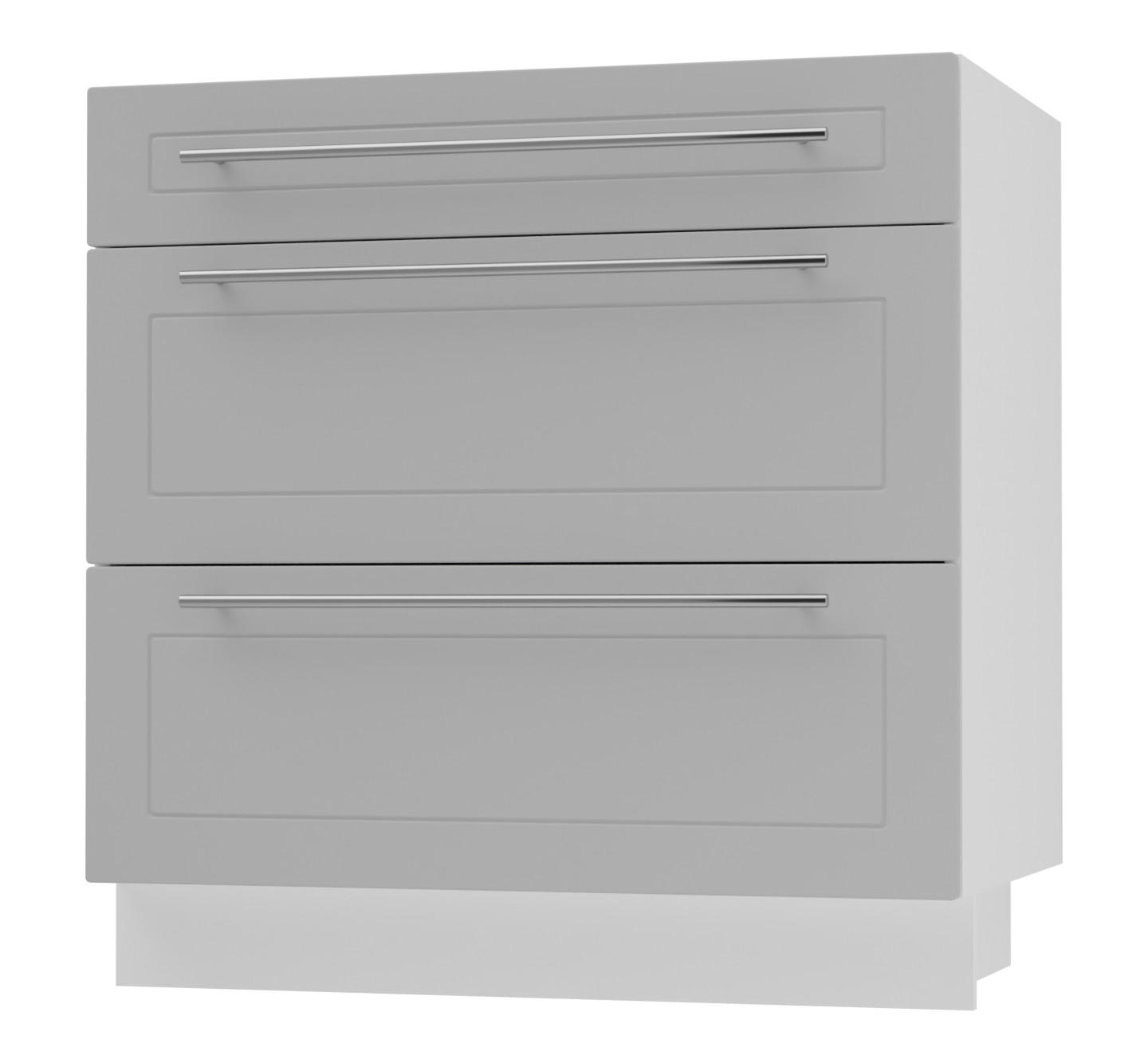 SCHUBLADENUNTERSCHRANK Kvantum D3M/80 80 / 50 / 82cm - Weiß/Grau, Holz/Holzwerkstoff (80/82/50cm) - Feldmann-Wohnen