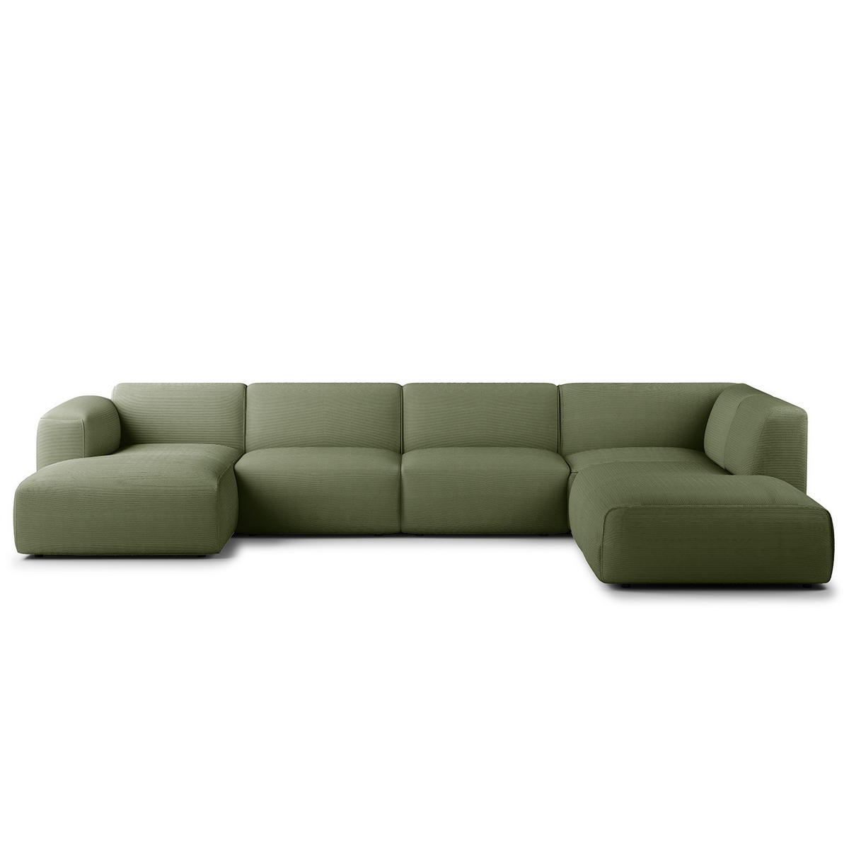 WOHNLANDSCHAFT mit Longchair - Dunkelgrün/Schwarz, Kunststoff/Textil (325/71/235cm) - home24