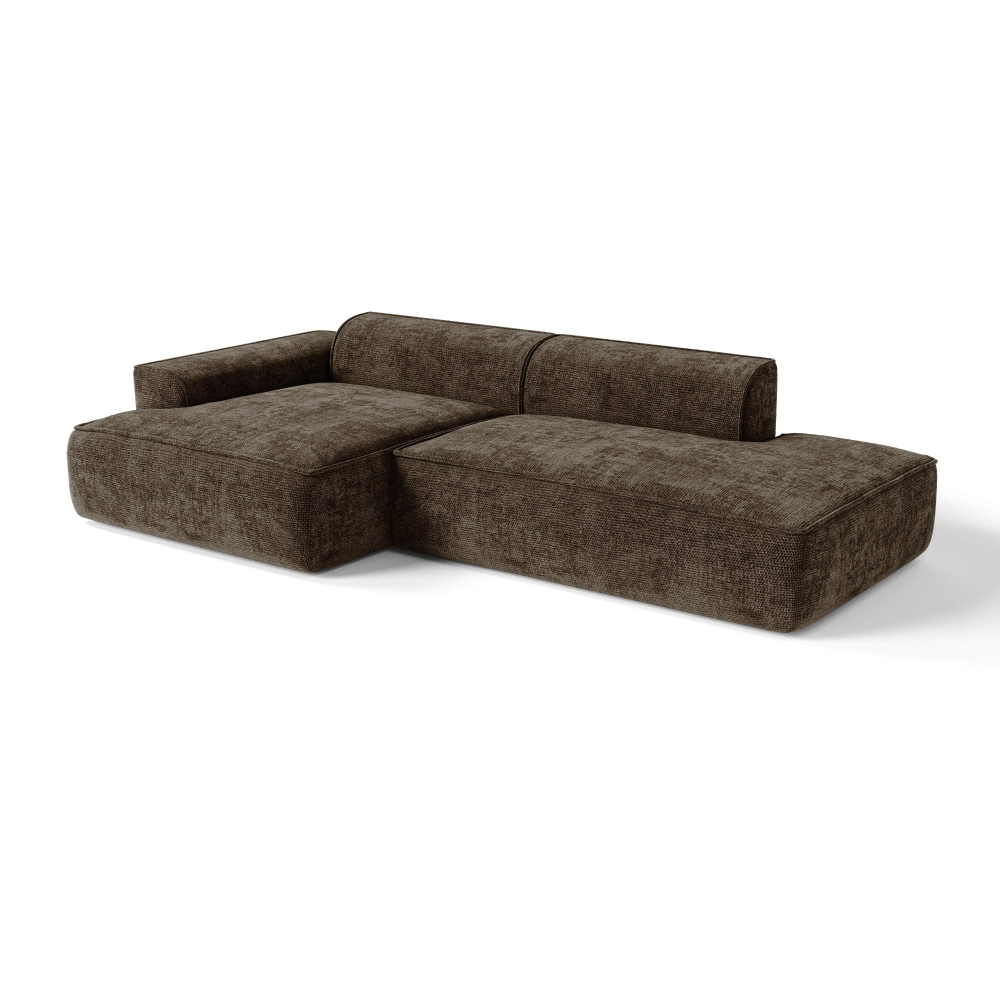 ECKSOFA (links) HANA Strick-Samt Espressobraun 260cm - Dunkelbraun/Braun, Textil (260/155cm) - Premium Interiors