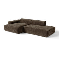 ECKSOFA (links) HANA Strick-Samt Espressobraun 260cm - Dunkelbraun/Braun, Textil (260/155cm) - Premium Interiors