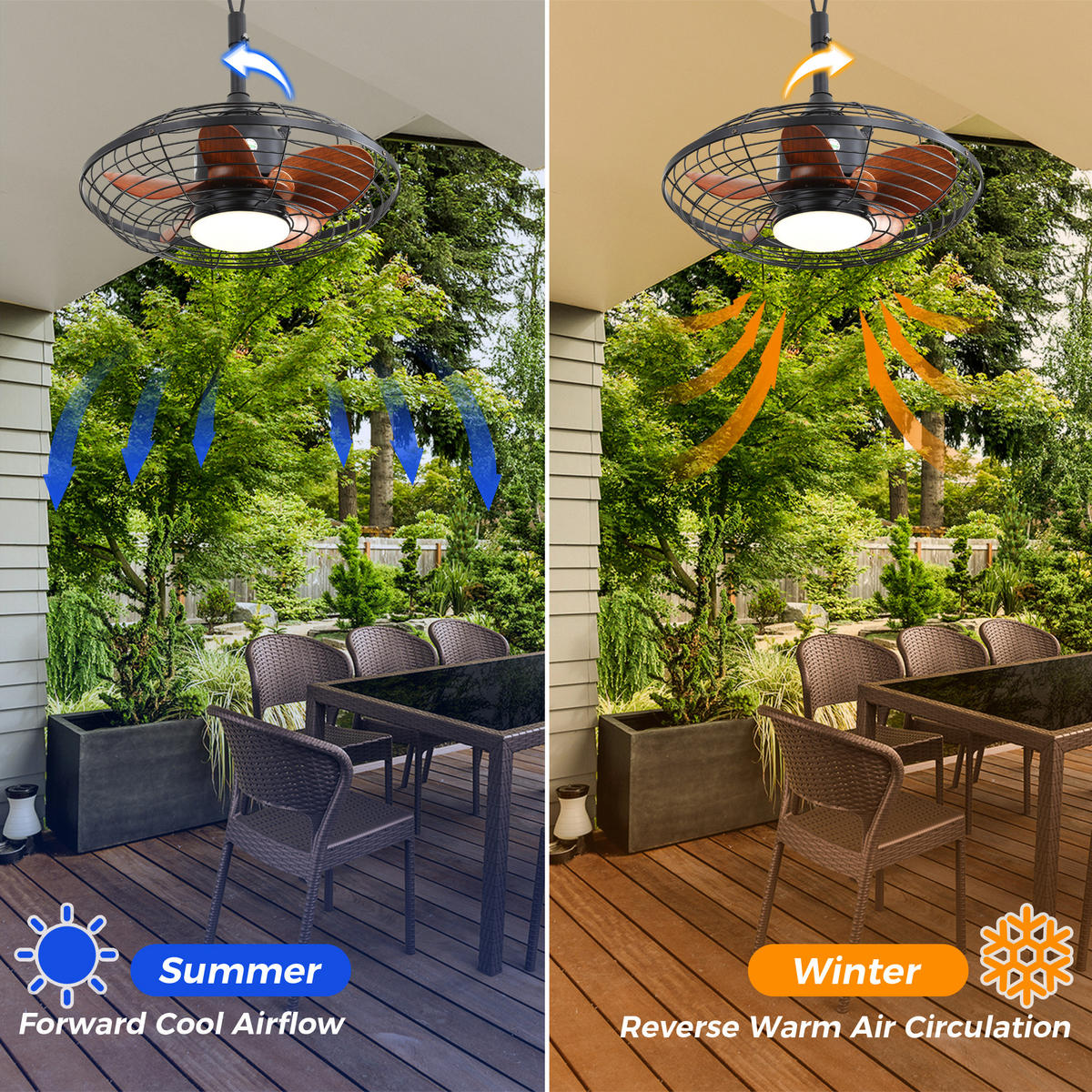 DECKENVENTILATOR 51cm LED Licht 3 Farbtemperaturen ABS Flügel - Braun, Kunststoff (50.8/50.8/47.5cm) - CASIVA