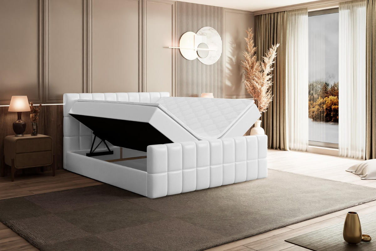 BOXBETT MIAMI-Z - 120x200 cm - H4 - Weiß Hochglanz - Weiß Hochglanz, Holzwerkstoff (120/200cm) - ALTDECOR