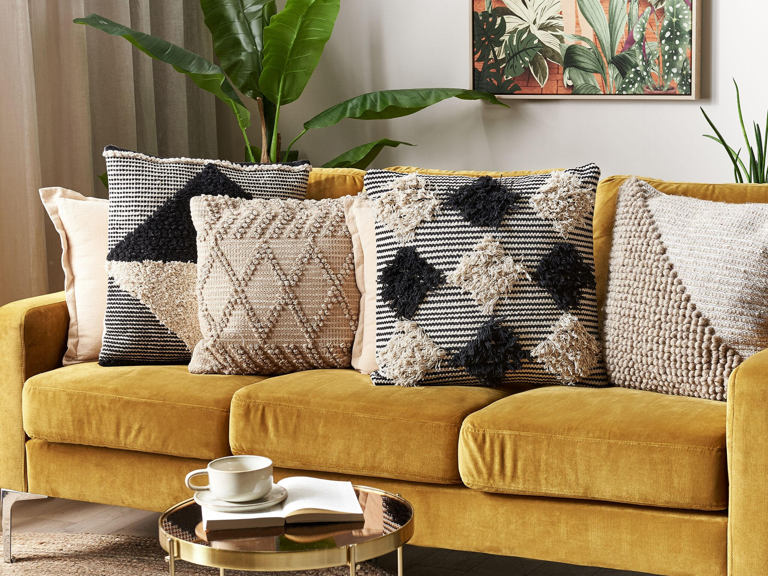 DEKOKISSEN Beige 50/50 cm Bhusawal - Beige, Naturmaterialen/Textil (50/50cm) - Beliani