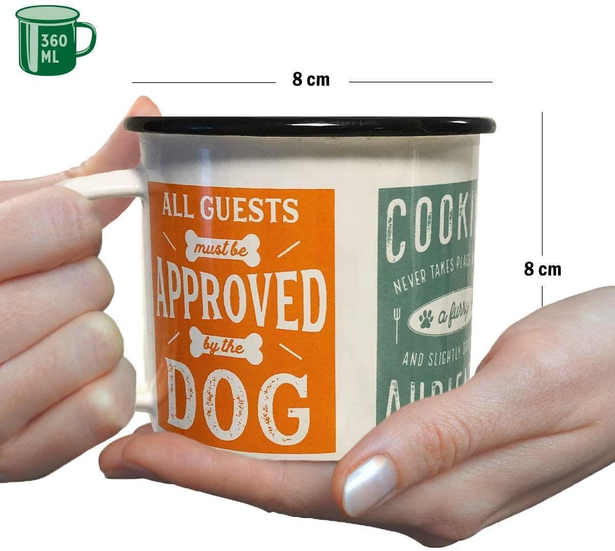 EMAILLE-BECHER 360 ml Pfotenschild Dog Rules - Hellrot/Weiß, Metall (0.36L) - Nostalgic-Art