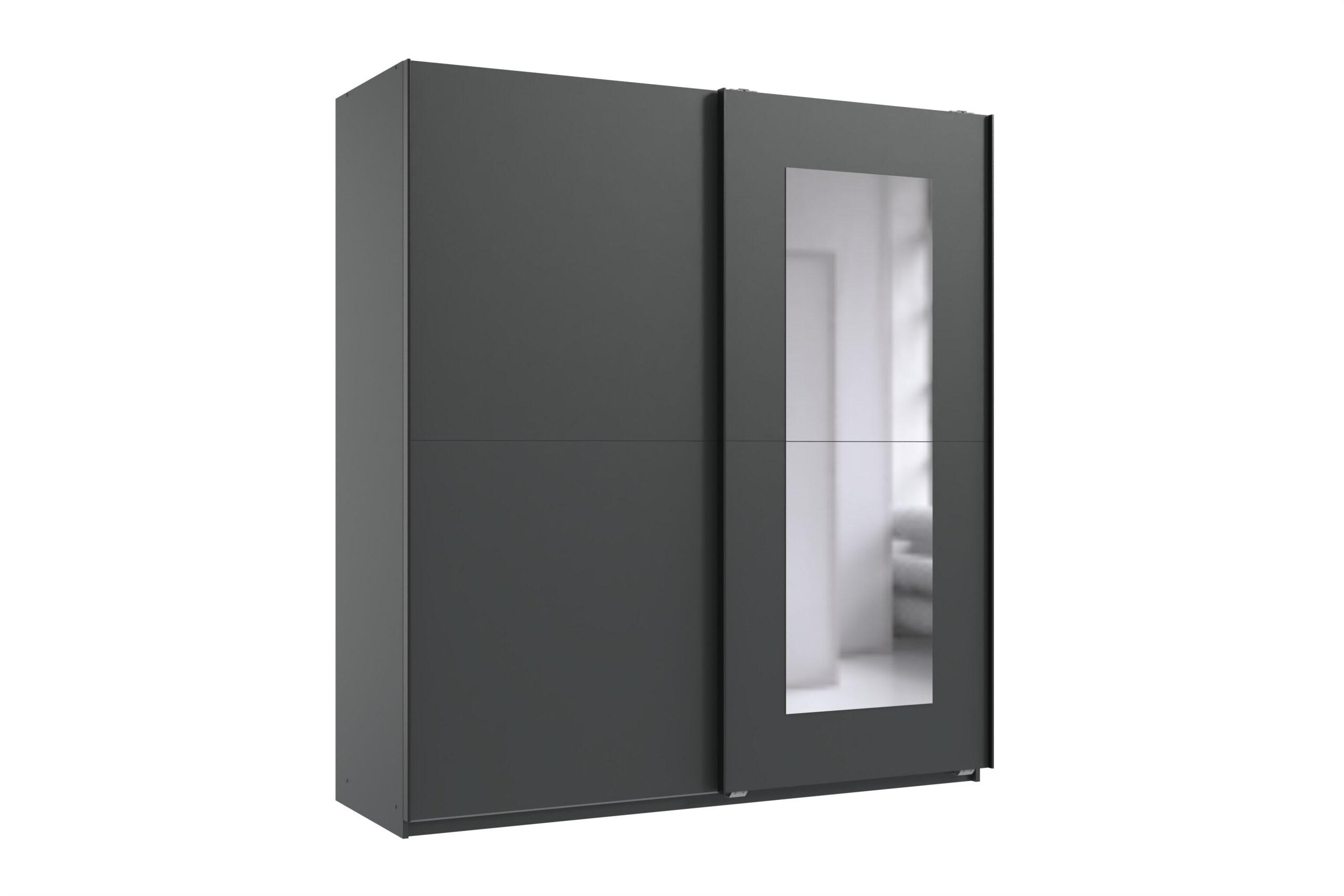 SCHWEBETÜRENSCHRANK Dunen in Grafit 180x198x65cm - Grau, Holzwerkstoff (180/198/65cm)