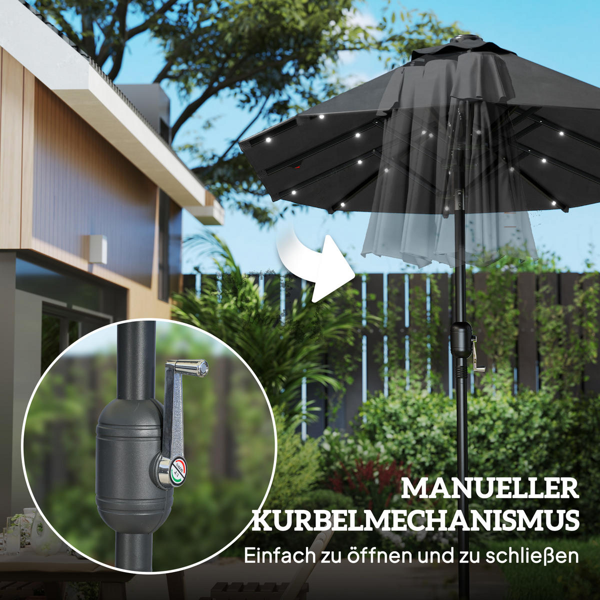SONNENSCHIRM, Doppelsonnenschirm, Gartenschirm, Polyester, Stahl, Dunkelgrau - Grau, Metall (150/292cm) - Outsunny