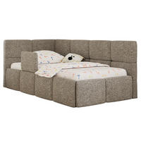 DĚTSKÁ POSTEL ARVO ALTA 90/200 - Šedá Strukturovaná látka - Vlevo - šedá, textil (90/200cm) - MKS
