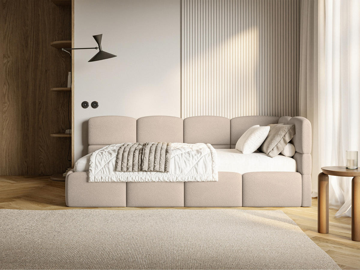 JUGENDBETT Cloudy Beige 120 cm, Chenille - Beige/Schwarz, Kunststoff/Textil (120/200cm) - Selsey
