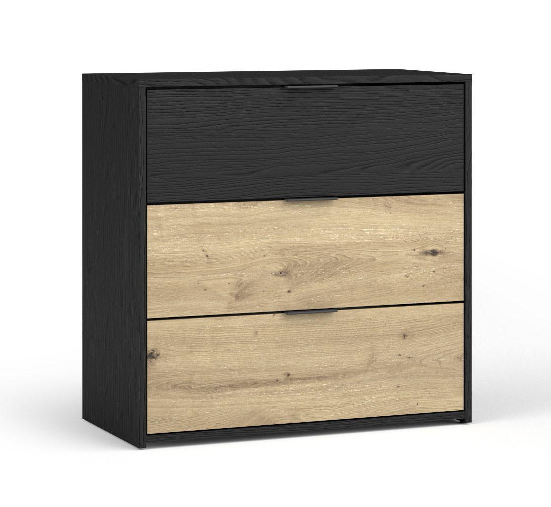 KOMMODE Upsala graphit / Eiche Artisan 80 / 40 / 79cm - Eichefarben/Graphitfarben, Holz/Holzwerkstoff (80/79/40cm) - Feldmann-Wohnen