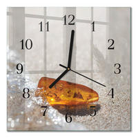 WANDUHR 30x30 cm - Bernstein - Goldfarben, Glas (30/30/0.4cm) - TULUP