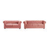 SOFA 3-Sitzer & 2-Sitzer - Samt - Pastellrosa - CHESTERFIELD - Pink, Textil (205/72/88cm) - Vente-Unique