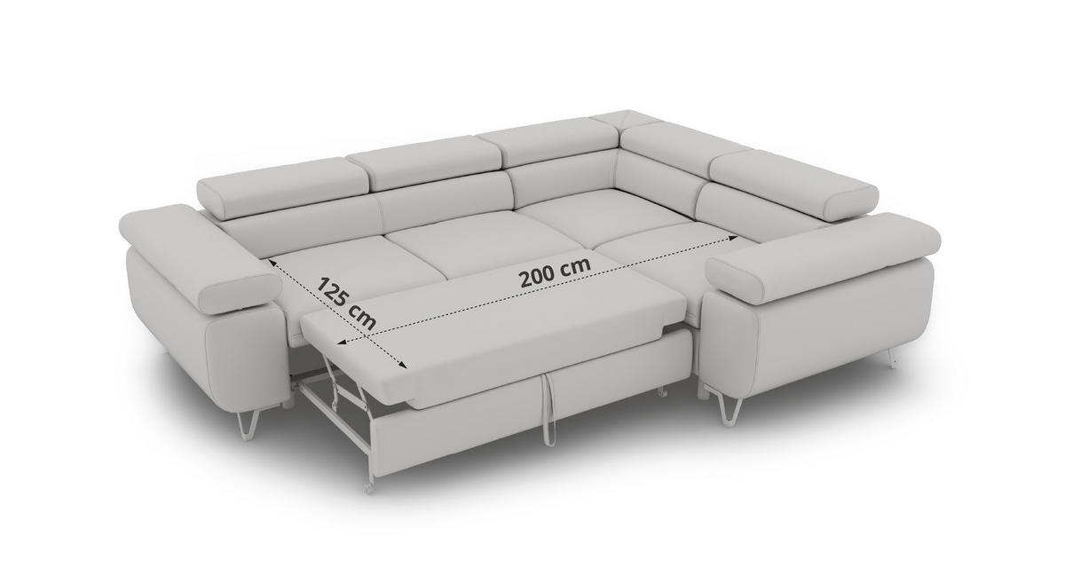 ECKSOFA FALCO L - Dunkelgrau Velvet - Links Seite - Dunkelgrau/Anthrazit, Textil/Metall (197/268cm) - MKS