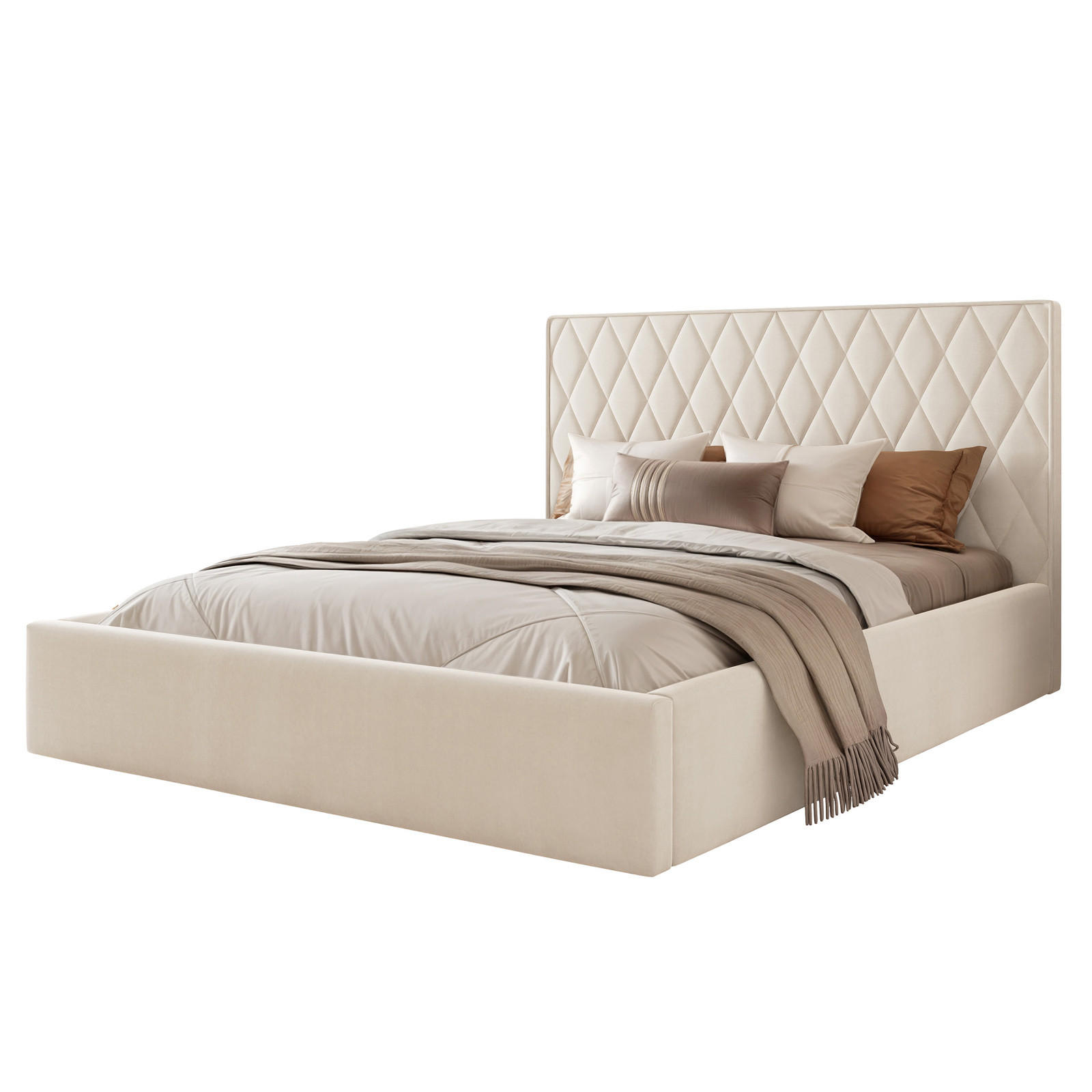 POLSTERBETT PONTI 160x200 cm Creme (Stoff Magic Velvet) - Kompakt, mit Bettkasten und Lattenrost - Creme, Holzwerkstoff/Textil (160/200cm) - Ravio