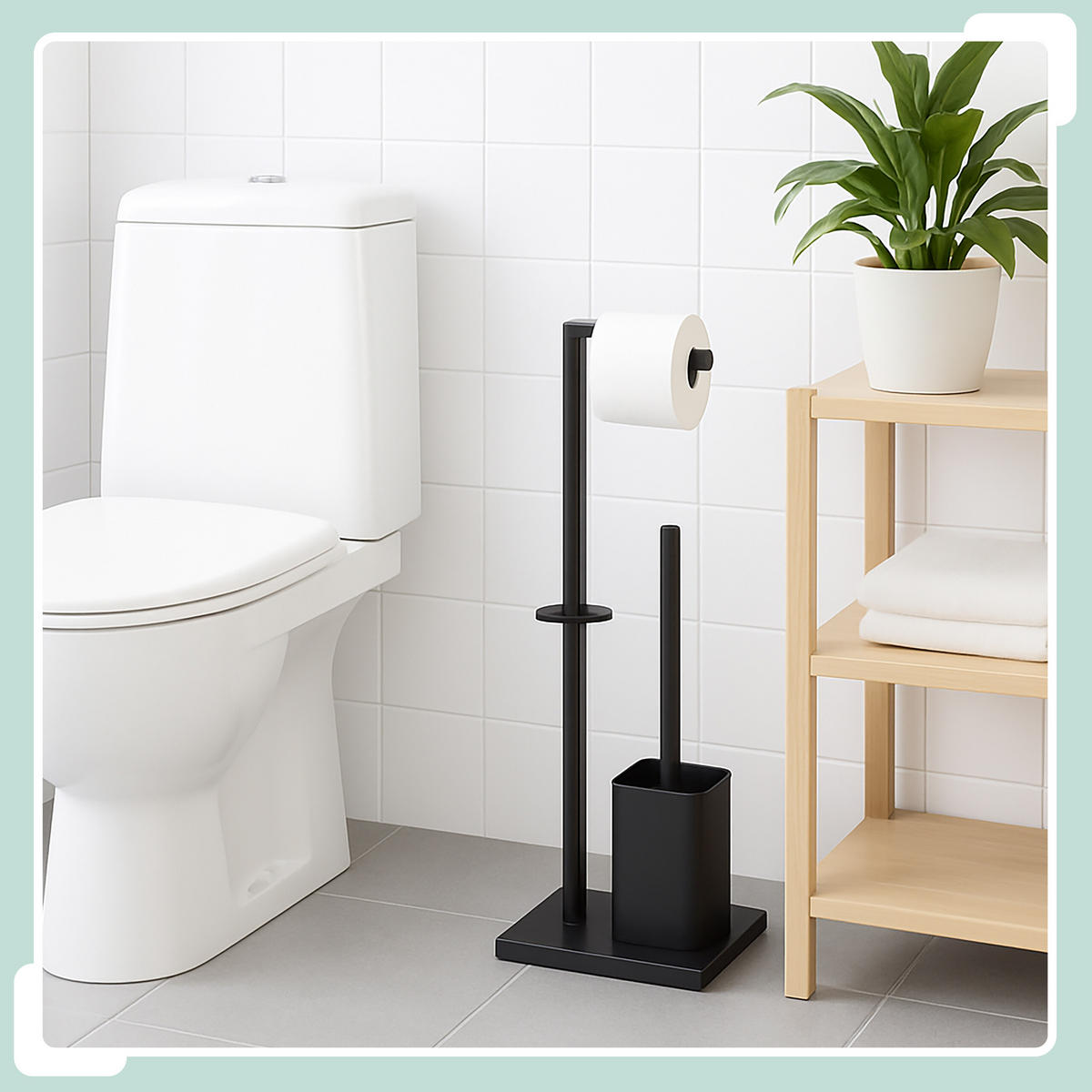 WC-GARNITUR - Weiß, Kunststoff/Metall (20/67.5/15.5cm) - Relaxdays