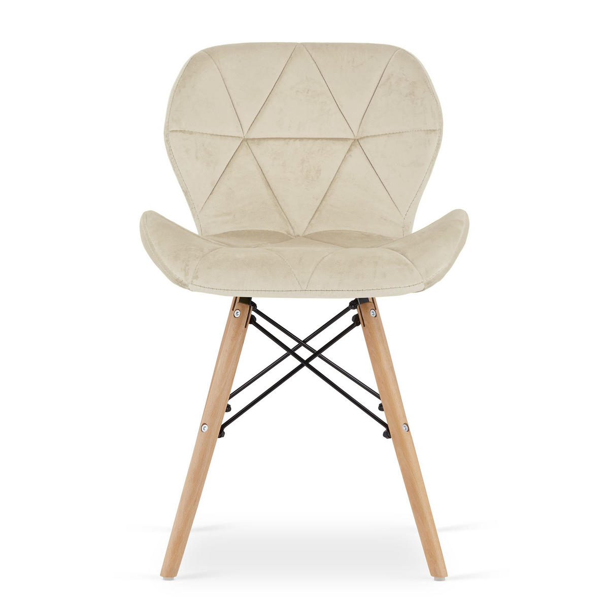 STUHL AMATRICE 1 Stück, Beige, mit Samtstoff gepolstert - Beige, Holz/Textil (48/74/53cm) - Komodee