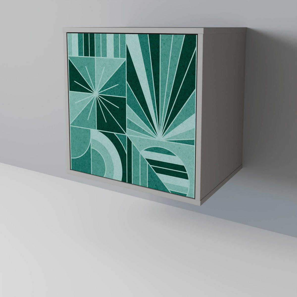 SIDEBOARD HARMONIC GRID, Grau, 57,5x42x72,5 cm, Schwarze Metallfüße - Multicolor/Schwarz, Holzwerkstoff/Metall (57.5/72.5/42cm) - SpaceRebels