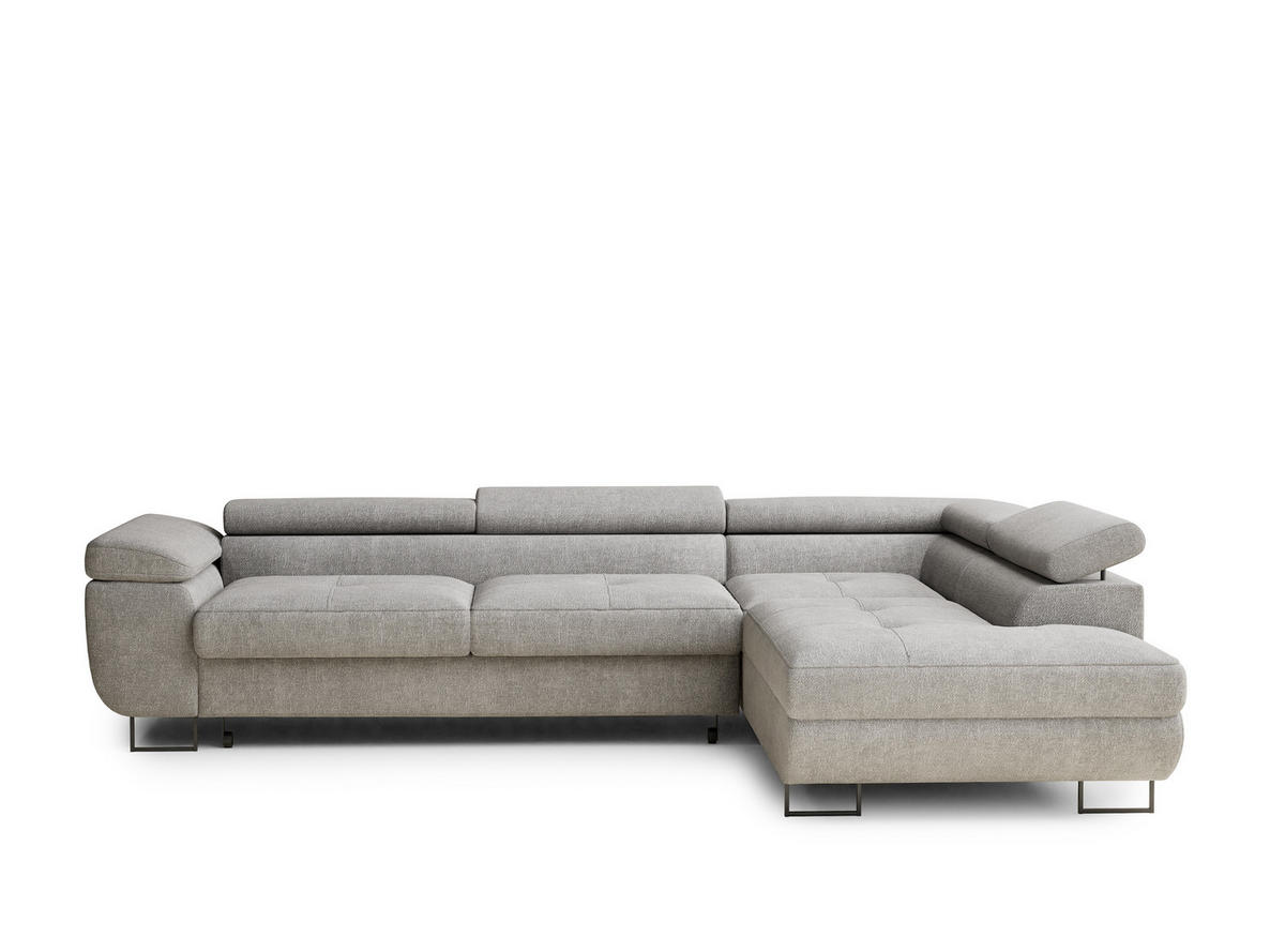 ECKSOFA Concord Beige grau Chenille-Stoff - Rechts Seite - Greige/Schwarz, Holz/Holzwerkstoff (277/203cm) - Maison de Reve