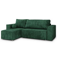 ROHOVÁ SEDAČKA RAVELO tmavě zelená - šedá/tmavě zelená, dřevo/textil (240/140cm) - MASSENO