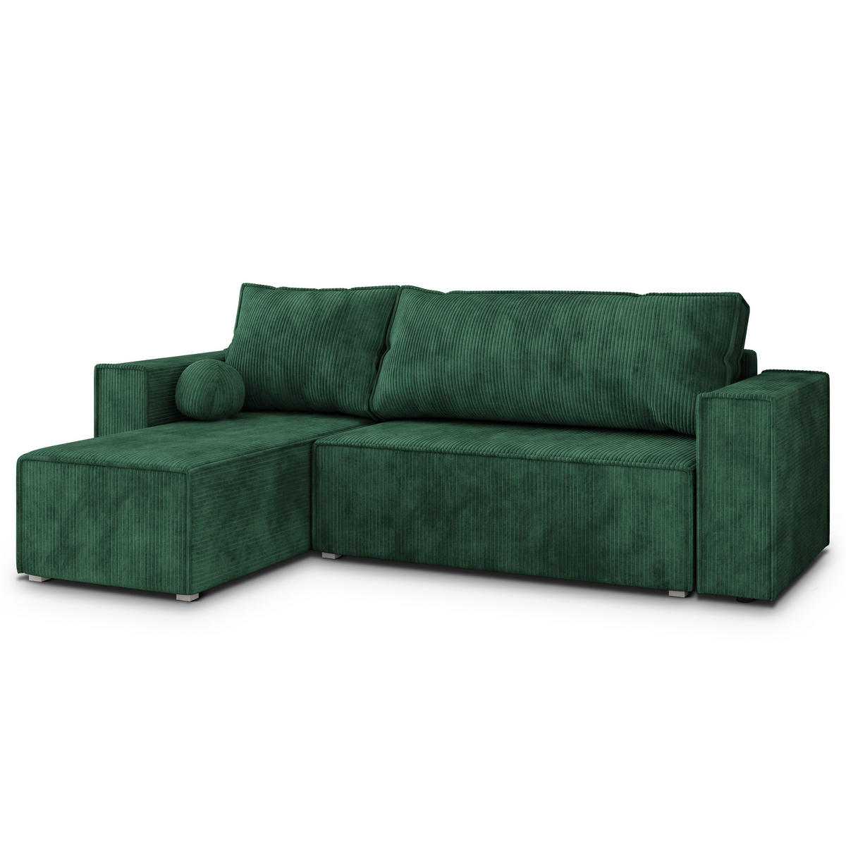 ROHOVÁ SEDAČKA RAVELO tmavě zelená - šedá/tmavě zelená, dřevo/textil (240/140cm) - MASSENO