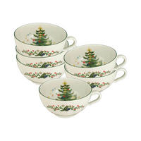 TEETASSEN Marieluise Weihnachten weiß-grün 210 ml 6er Set - Weiß/Grün, Keramik (0.21L) - Seltmann Weiden