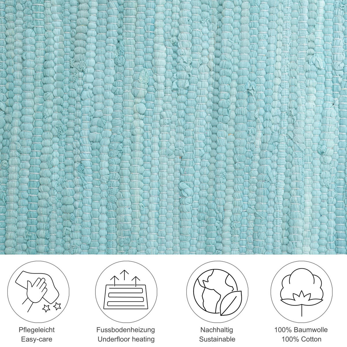 FLECKERLTEPPICH Chindi 120x180 cm - Hellblau, Textil (120/180cm) - Rug and Roll
