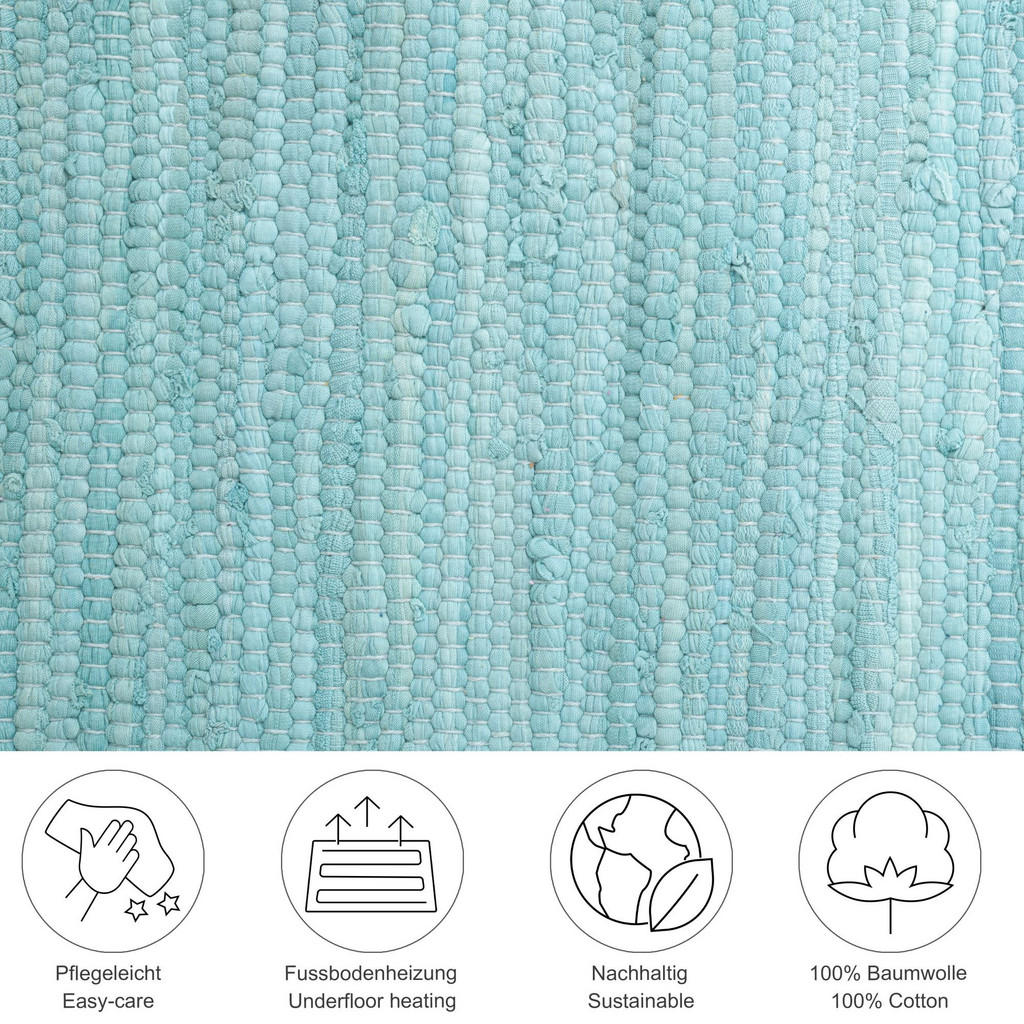 Thumbnail - Rug and Roll Fleckerlteppich, Hellblau, Textil, Uni, Freiform, 70x250 cm, für Fußbodenheizung geeignet, Teppiche & Böden...