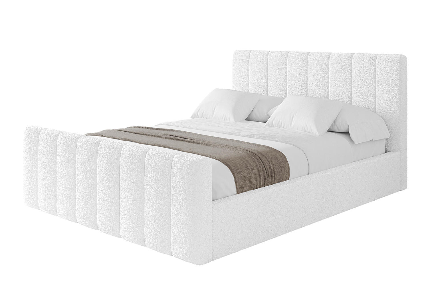 POLSTERBETT mit Bettkasten, Fußteil und Lattenrost, Boxbett mit Matratze H3/H4 - STERA-Z 180x200 Weiß - Weiß, Holzwerkstoff/Textil (180/200cm) - ALTDECOR
